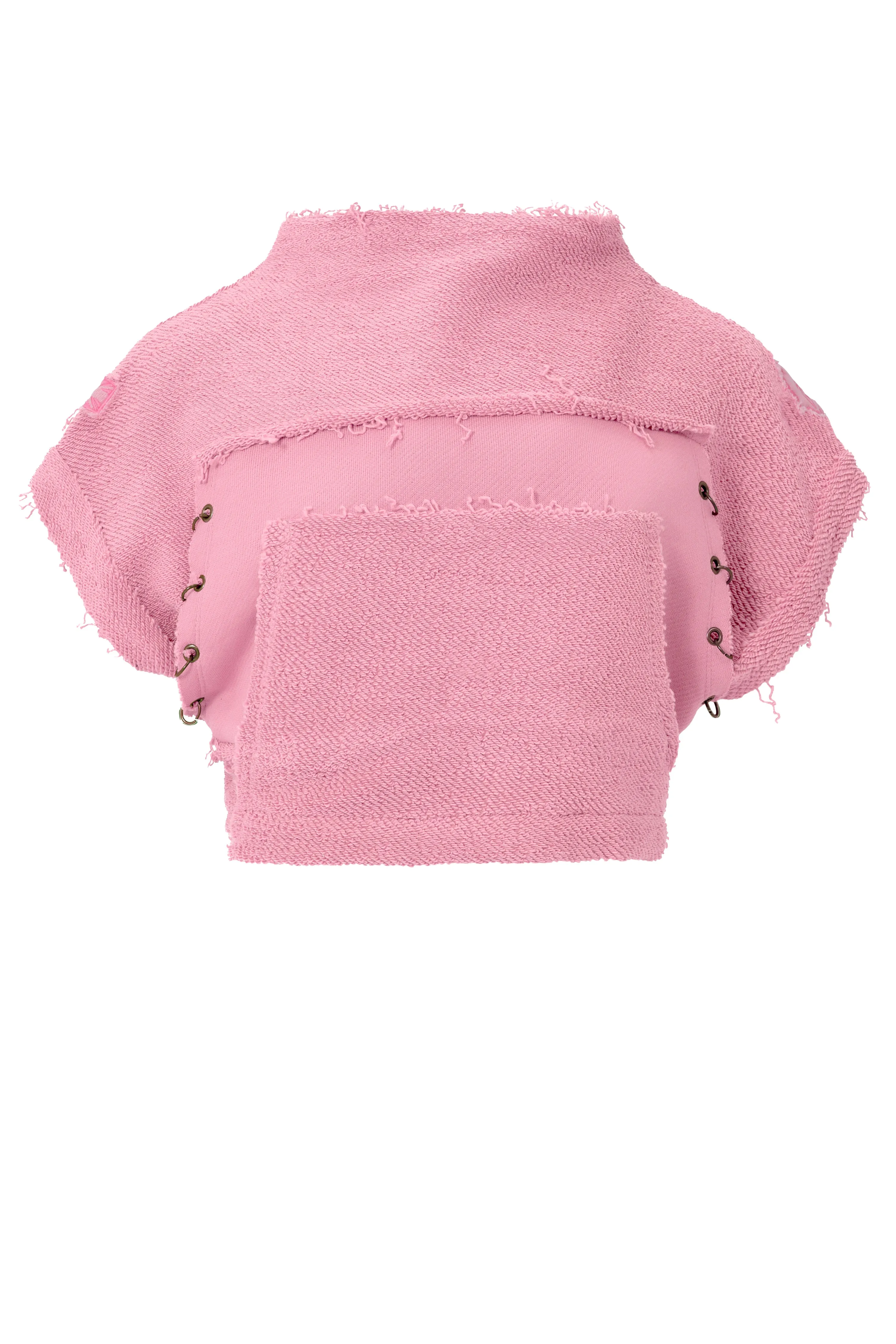 Short Sleeved  Cropped Sweatshirt Pink