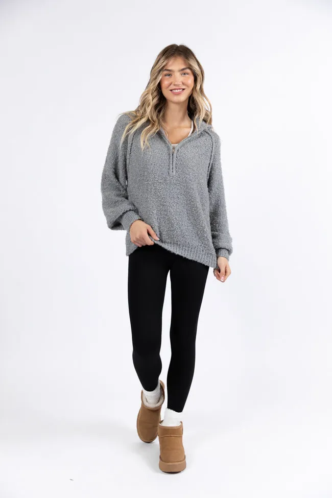 Signature Move Grey Fuzzy Quarter Zip Pullover