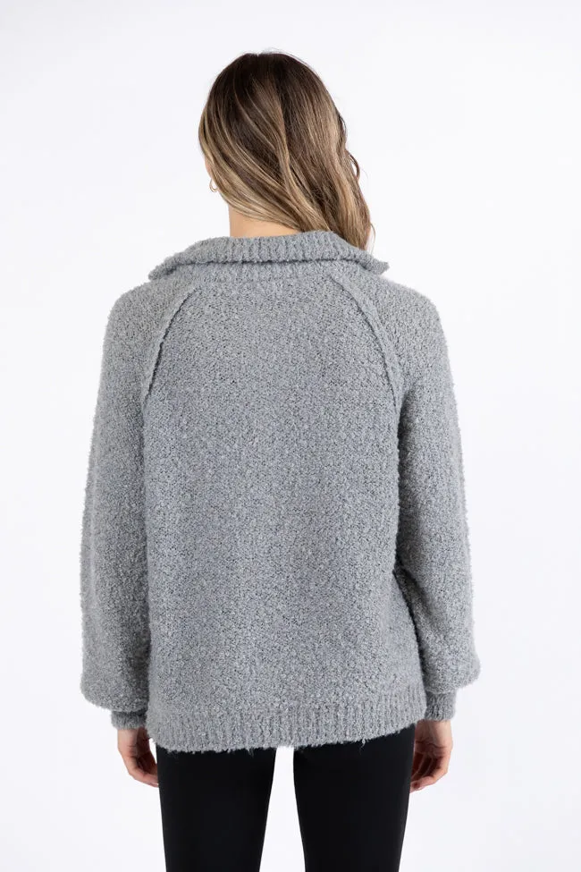 Signature Move Grey Fuzzy Quarter Zip Pullover