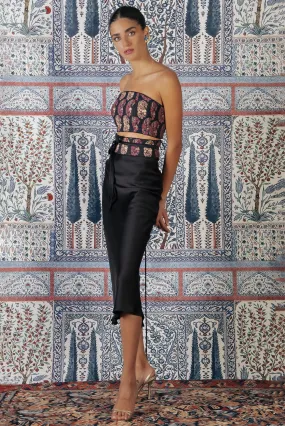 Silk Avin Midi Slip Skirt - Black by RosewaterHouse