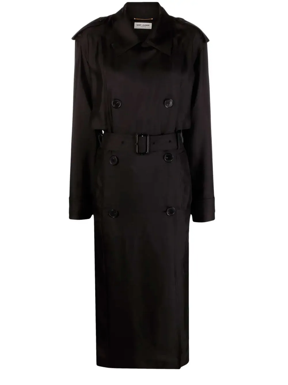 Silk double-breasted trench coat