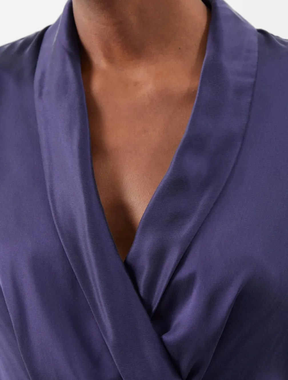 Silk Wrap Midi Dress (Navy)