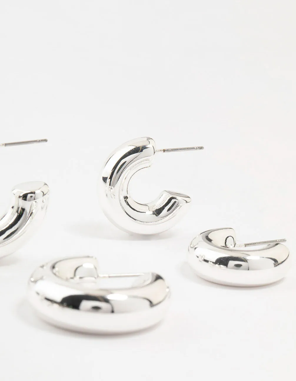 Silver Plated Chunky Bubble Hoop Earrings 3-Pack
