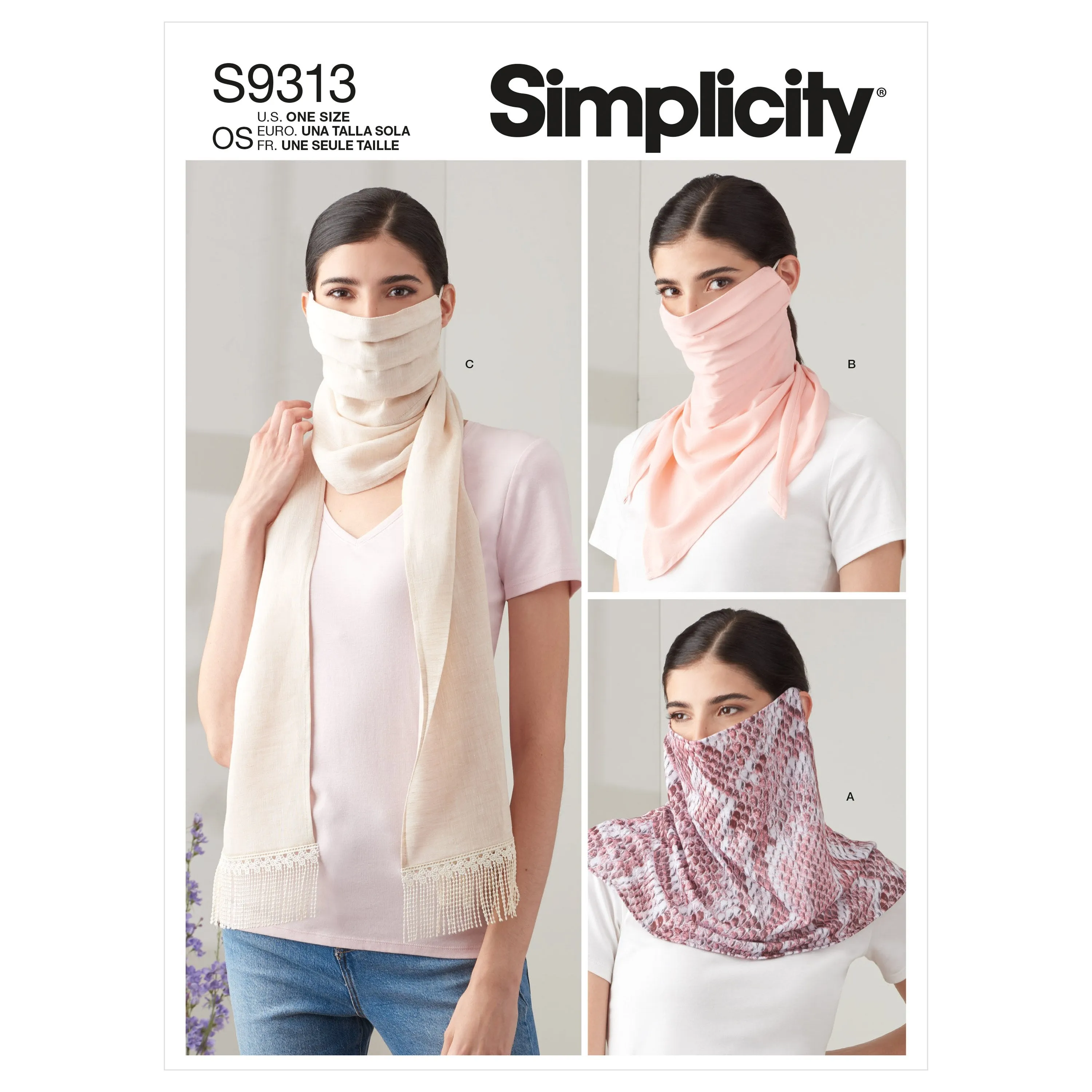 Simplicity 9313 Fashion Face Covers, Face Mask Pattern