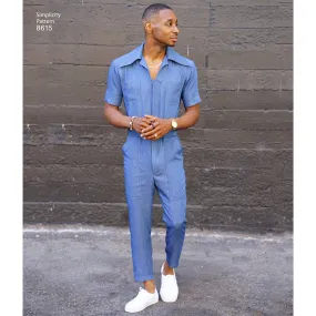 Simplicity Pattern 8615  Men's Vintage 1970's jumpsuit and overall.