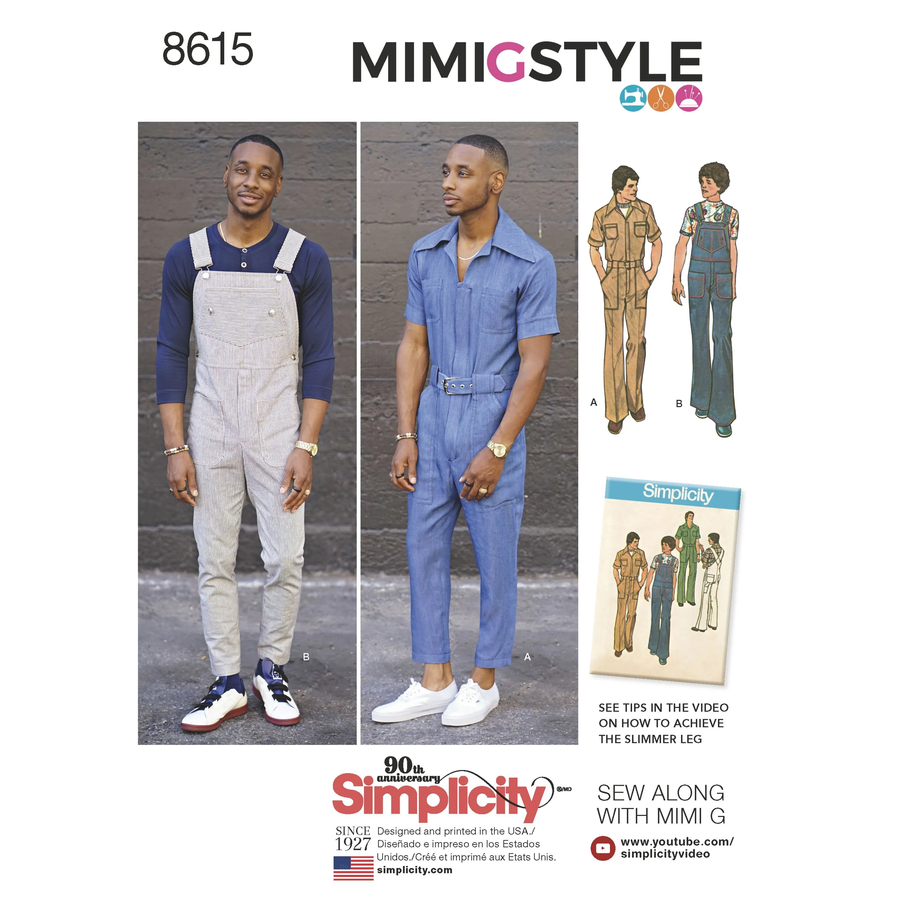 Simplicity Pattern 8615  Men's Vintage 1970's jumpsuit and overall.