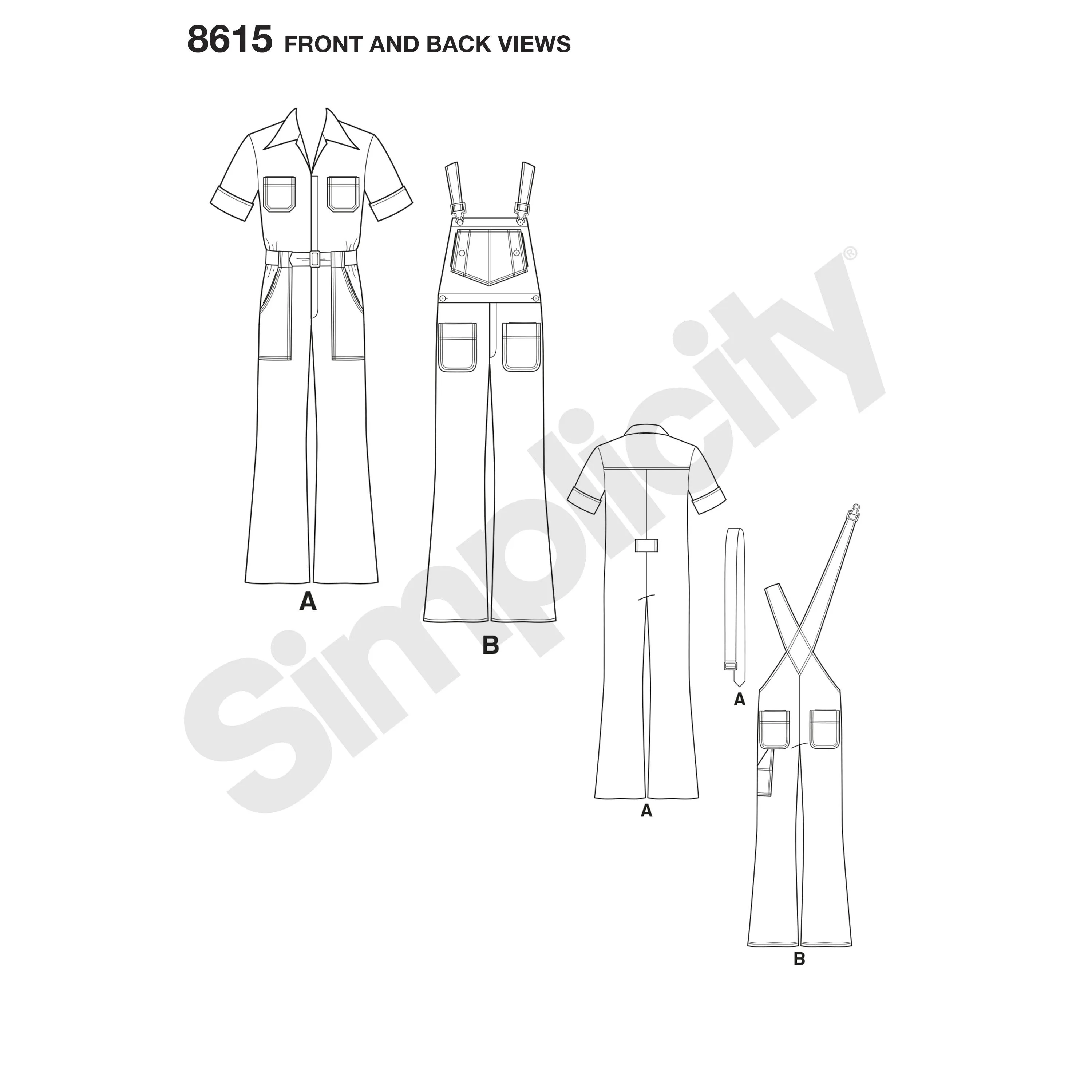 Simplicity Pattern 8615  Men's Vintage 1970's jumpsuit and overall.