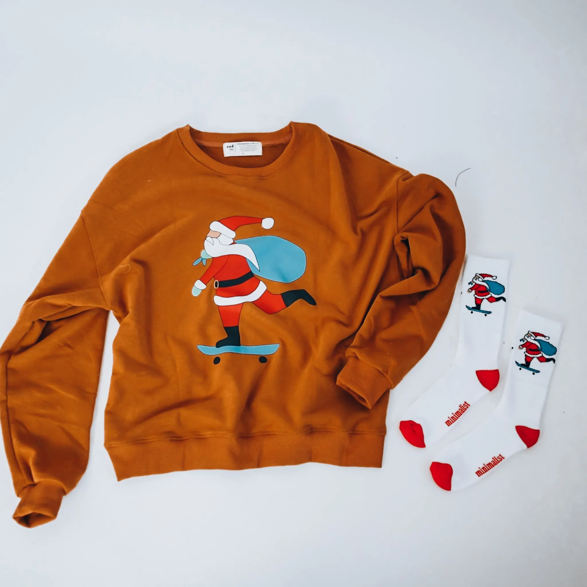 SKATEBOARD SANTA  | in mustard | Drop Shoulder Oversized Pullover | ADULT