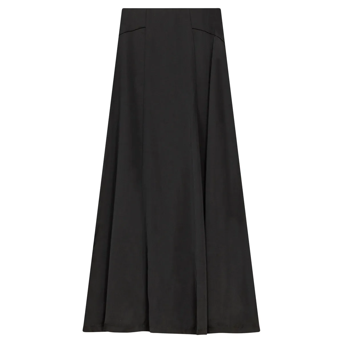 skirt midi silk flare - black