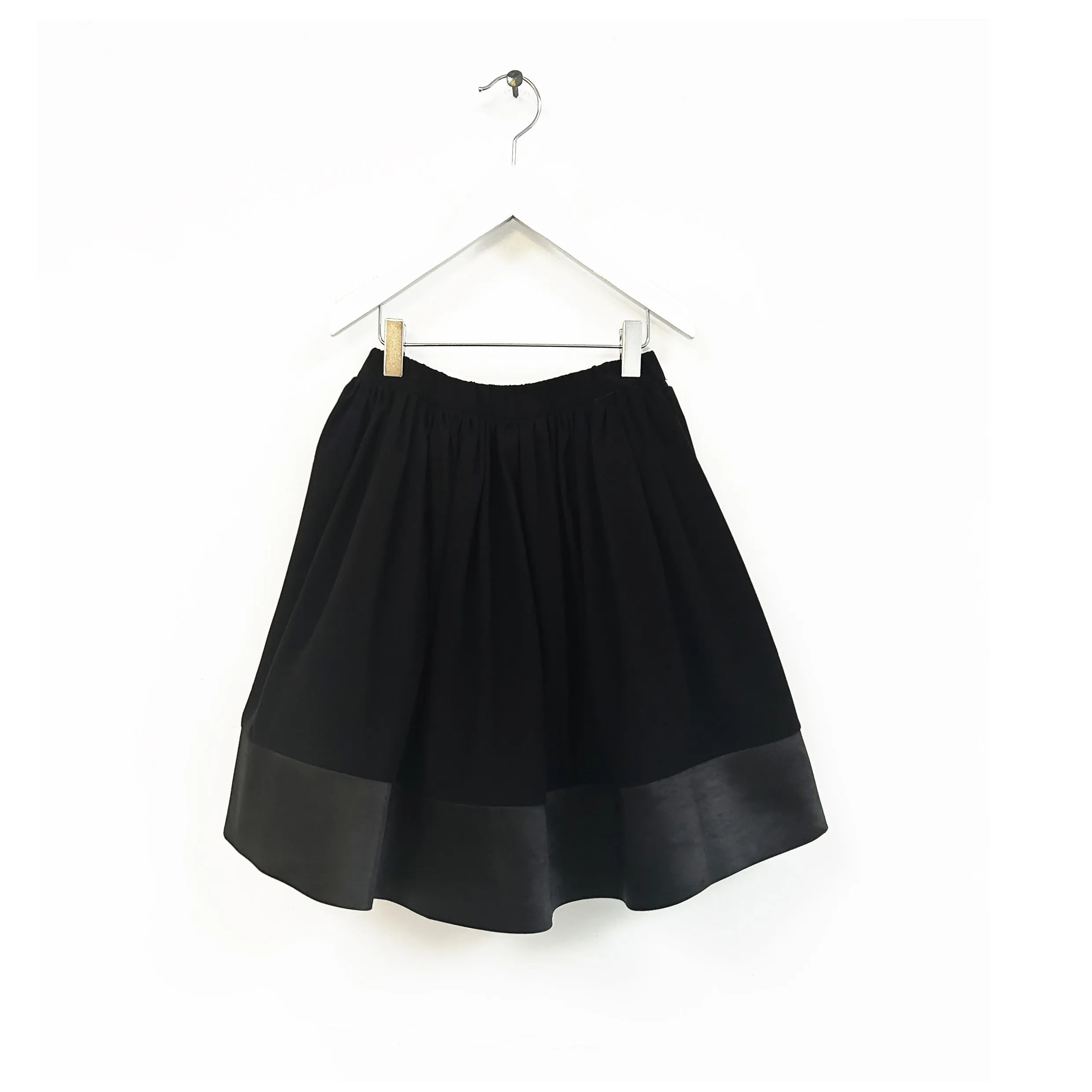 skirt midi with contrast satin hem - black