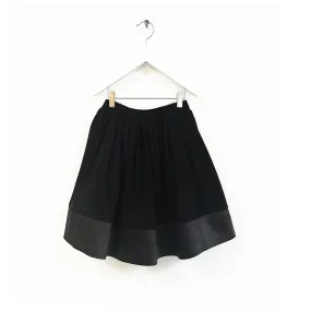 skirt midi with contrast satin hem - black