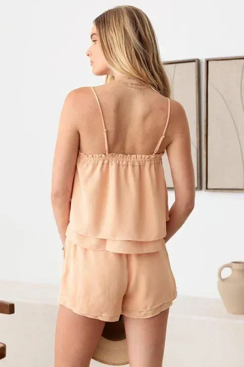 SLEEVELESS RUFFLE DOUBLE LAYER