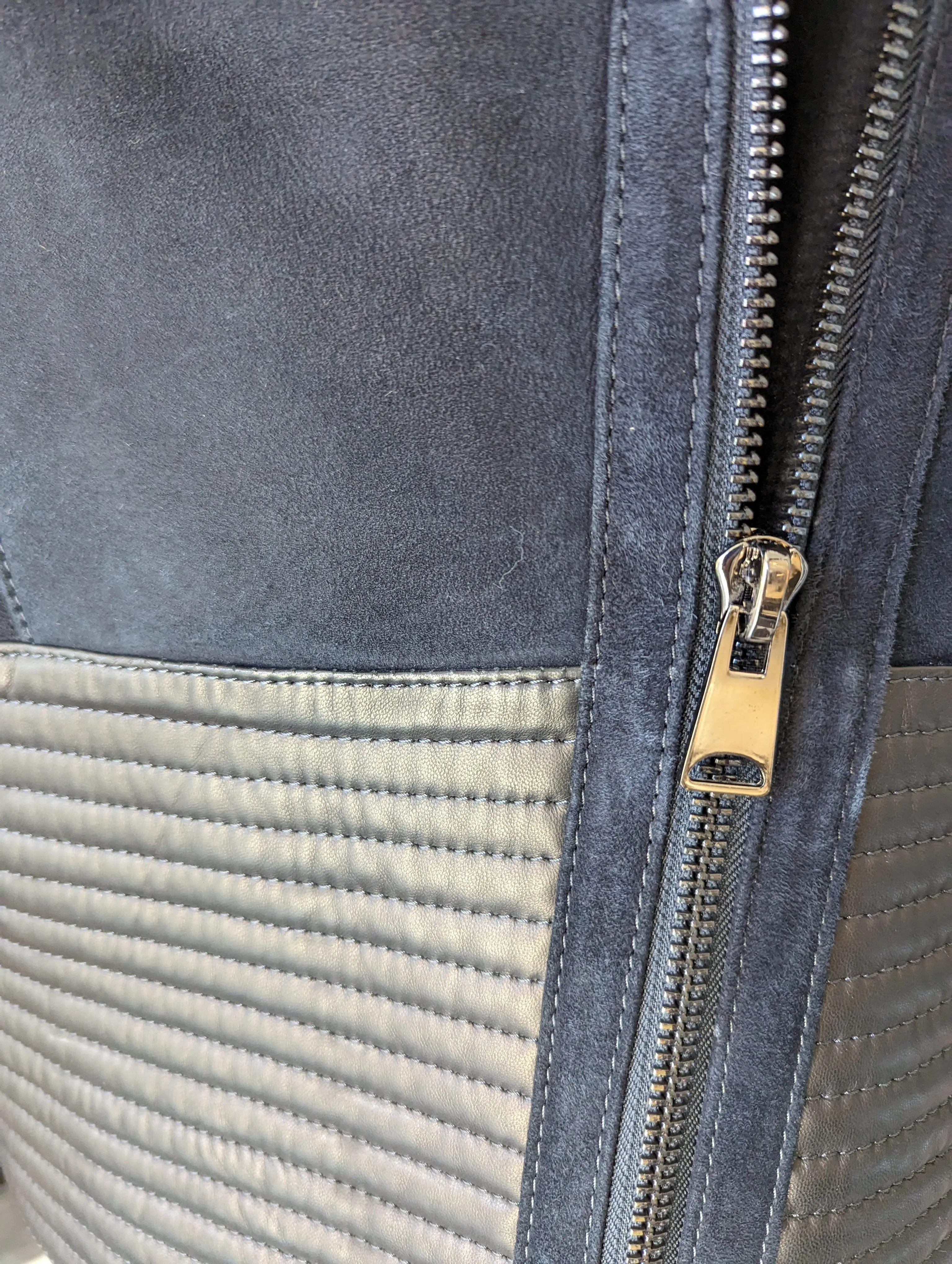 Smilla, 75 cm. - Suede Lamb - Women - Dark Navy