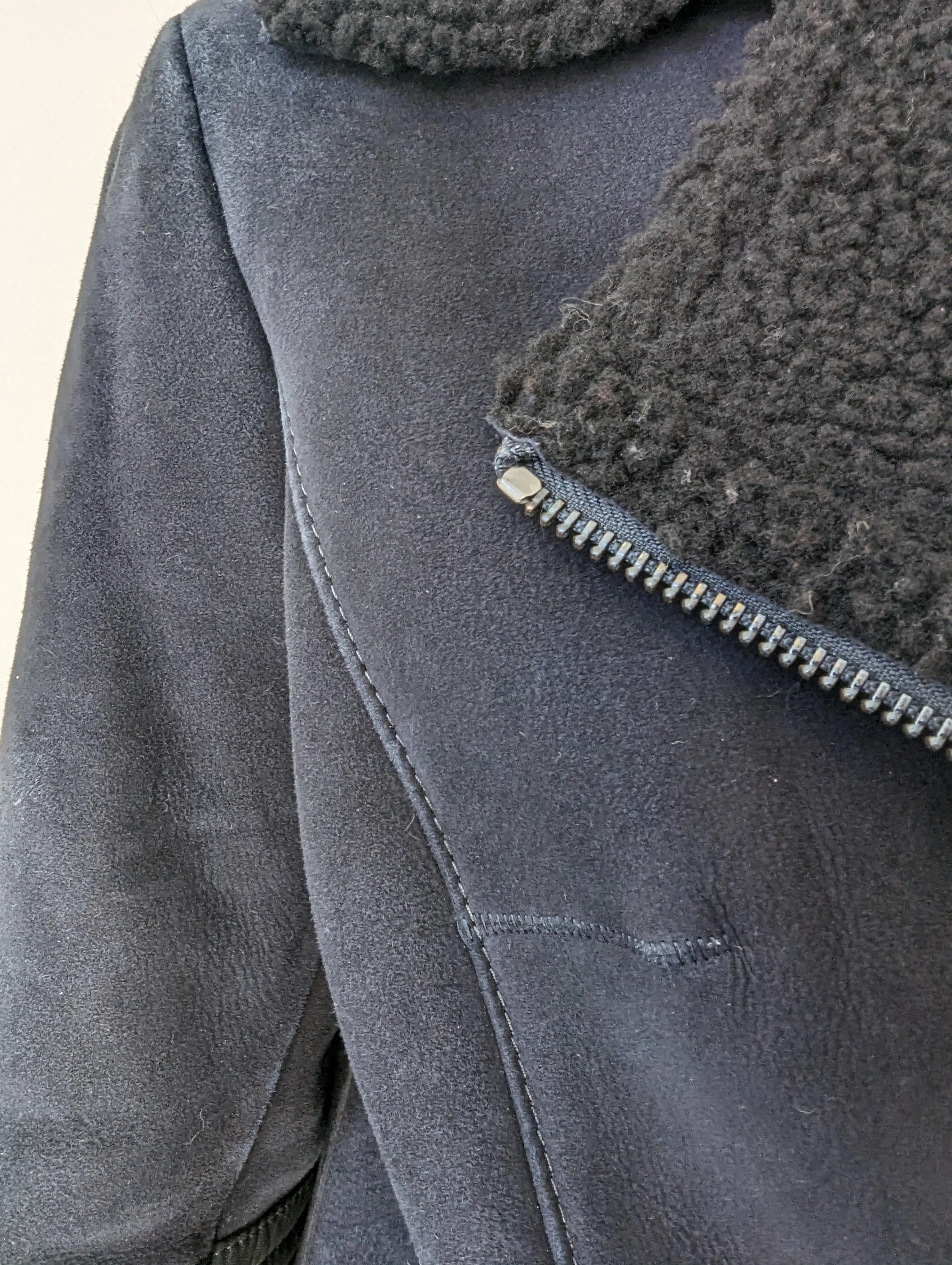 Smilla, 75 cm. - Suede Lamb - Women - Dark Navy