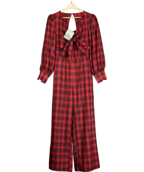 Somerset by Alice Temperley Red Check Tie Front Jumpsuit UK 10