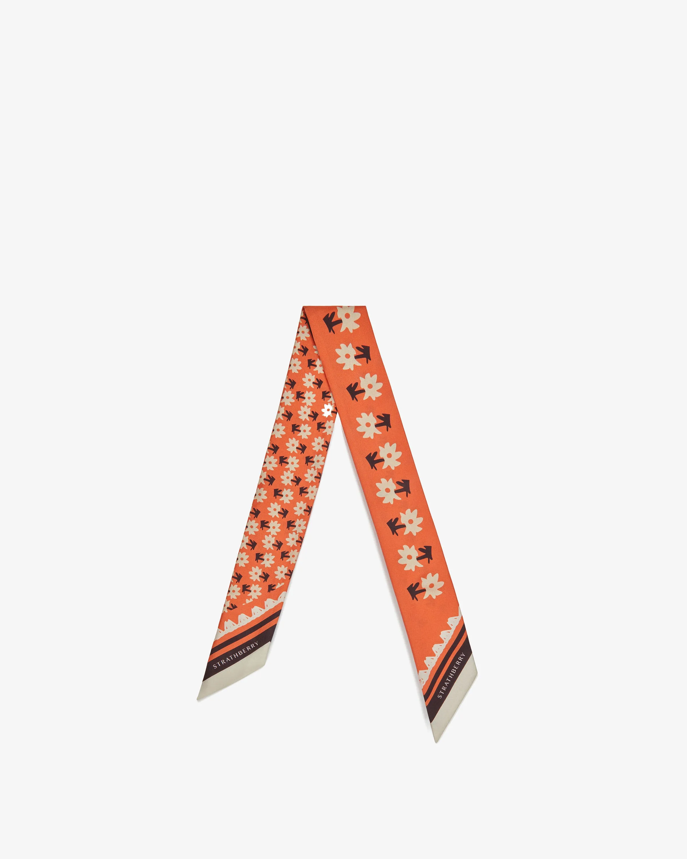 Strathberry x Shrimps Silk Skinny Scarf - Floral Koi