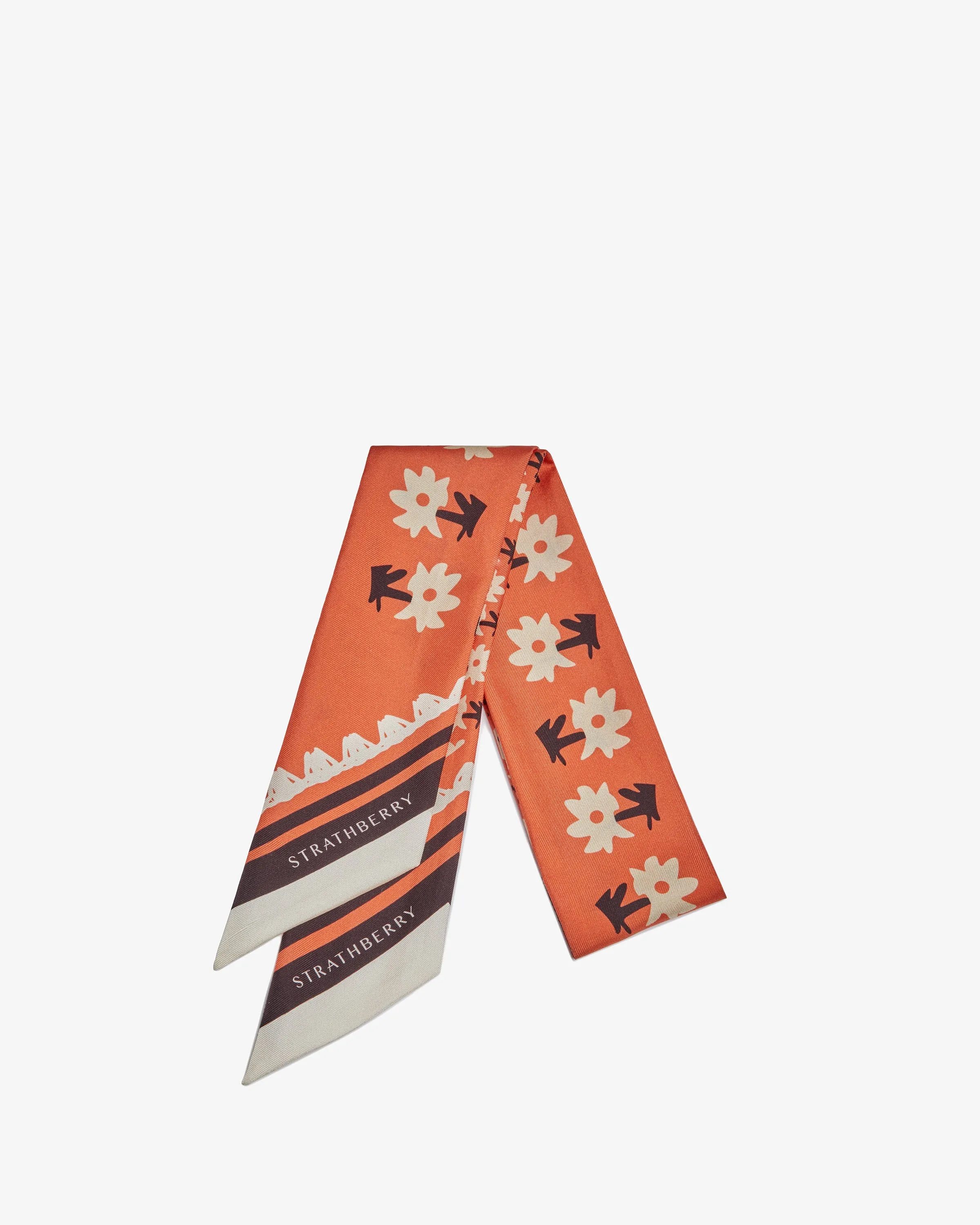 Strathberry x Shrimps Silk Skinny Scarf - Floral Koi