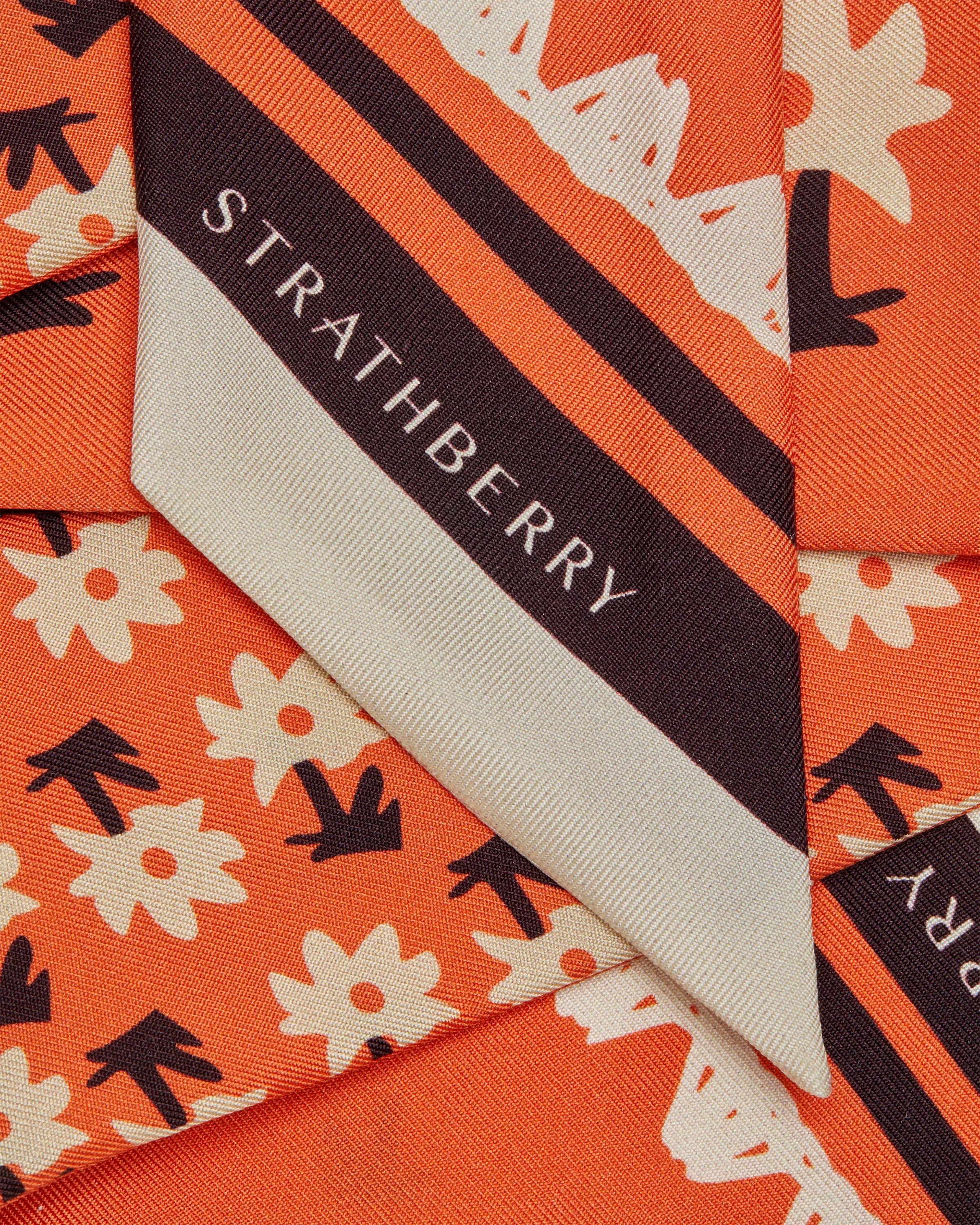 Strathberry x Shrimps Silk Skinny Scarf - Floral Koi