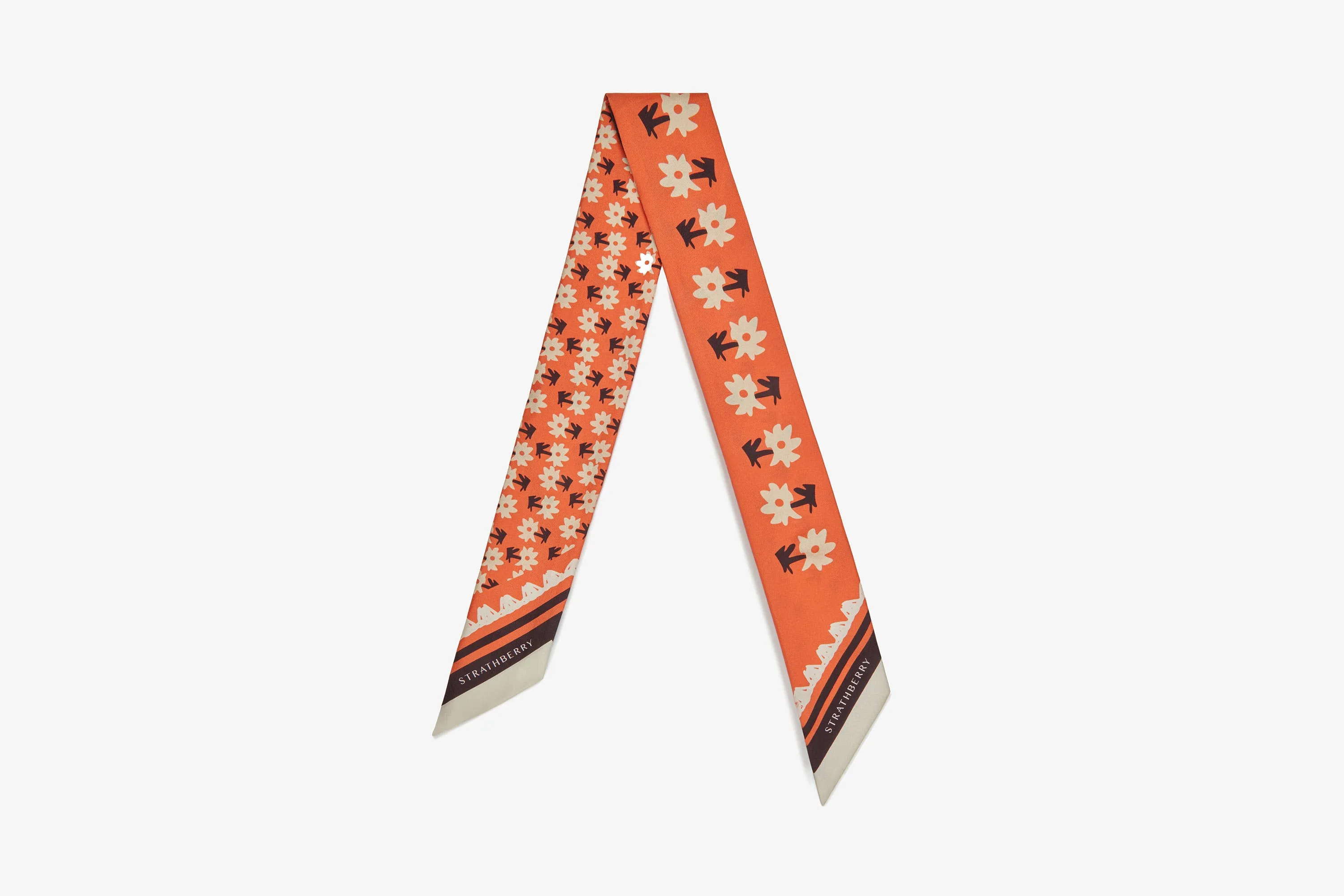 Strathberry x Shrimps Silk Skinny Scarf - Floral Koi