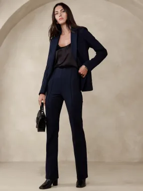 Stretch-Ponte Crop Flare Pant