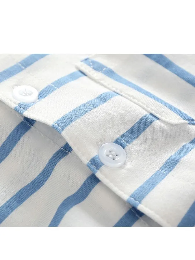 Summer Baby Boy 2-piece Outfits Striped T-shirt  Blue Suspender Shorts