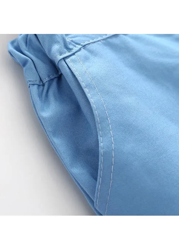 Summer Baby Boy 2-piece Outfits Striped T-shirt  Blue Suspender Shorts