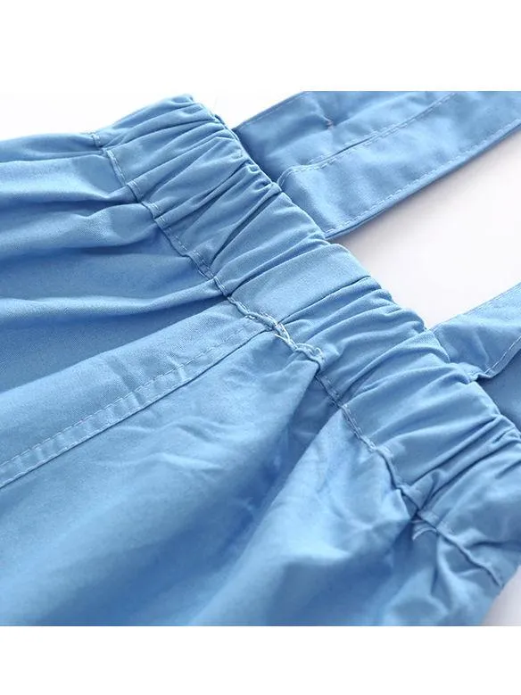 Summer Baby Boy 2-piece Outfits Striped T-shirt  Blue Suspender Shorts