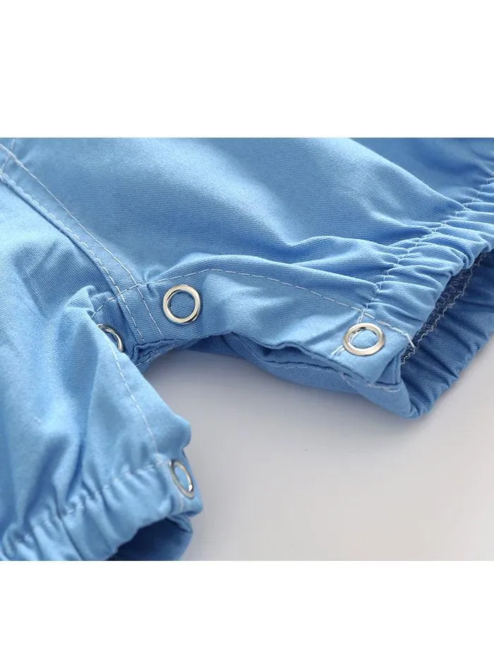 Summer Baby Boy 2-piece Outfits Striped T-shirt  Blue Suspender Shorts