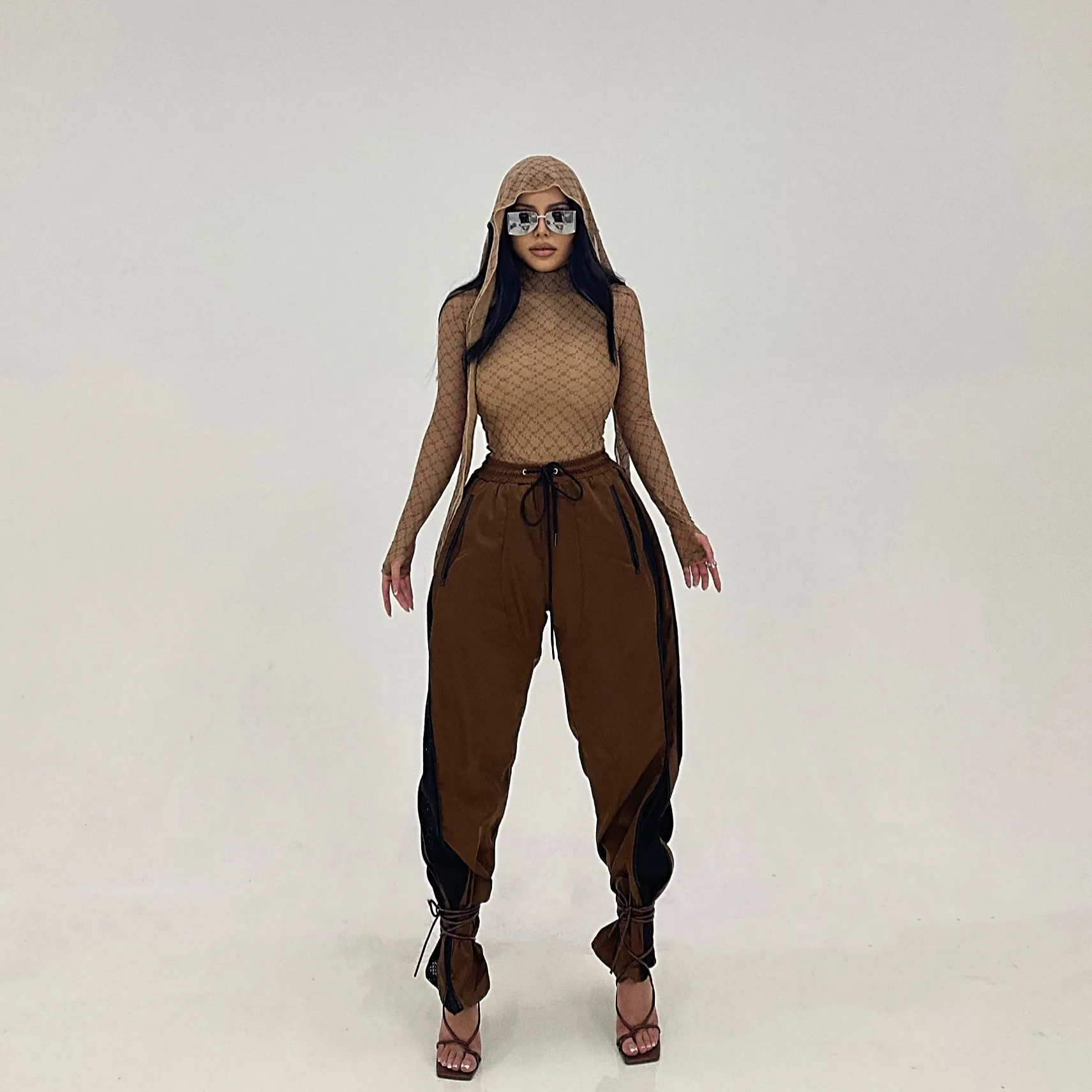 SYNEZ Monogram Nude Bodysuit Top