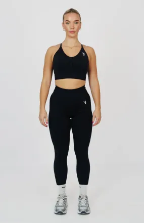 Tempo Seamless Scrunch Leggings & Multi-Way Sports Bra Set - Black