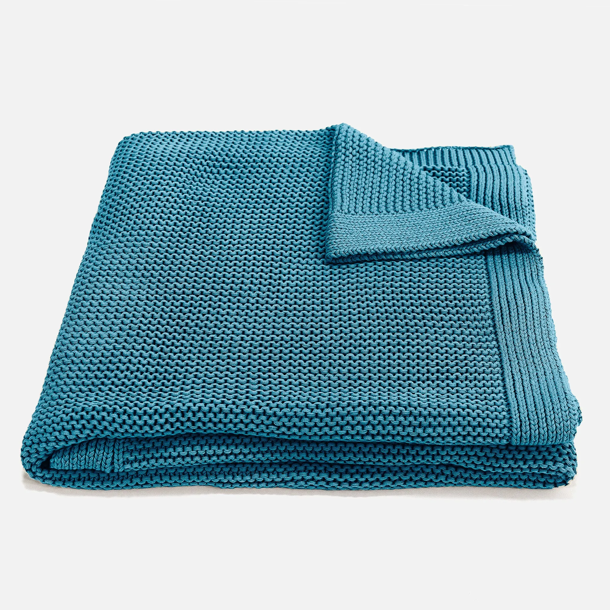 Throw / Blanket - Ellos Knitted Petrol Blue