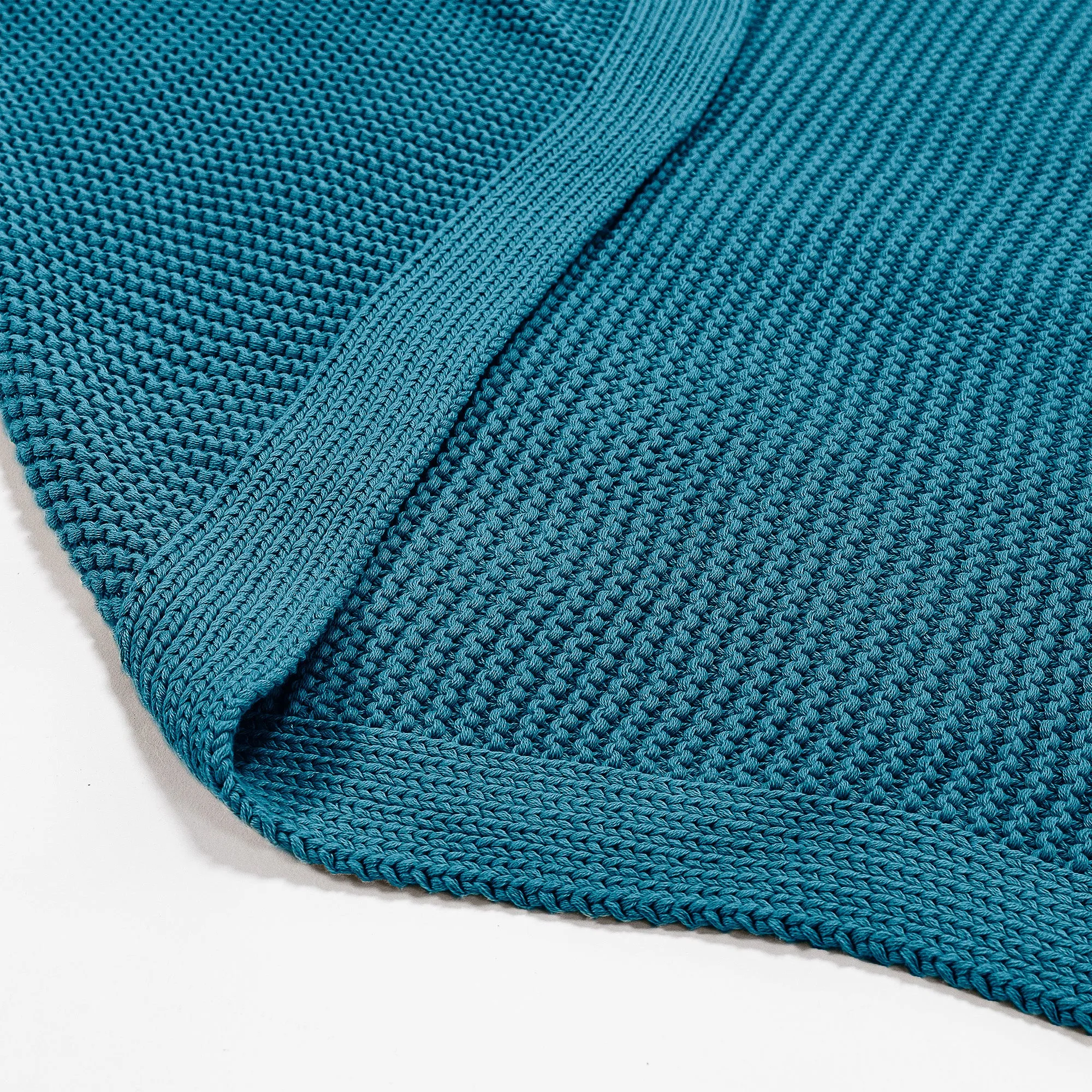 Throw / Blanket - Ellos Knitted Petrol Blue