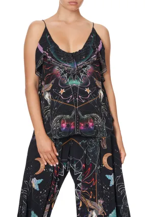 TOP WITH NECKLINE FRILL MIDNIGHT MOON HOUSE