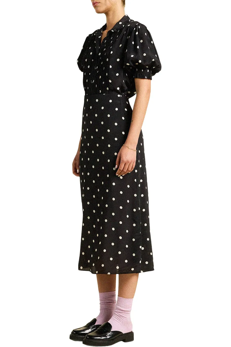 Trovata Birds of Paradis Demi Skirt in Black Polka Dots