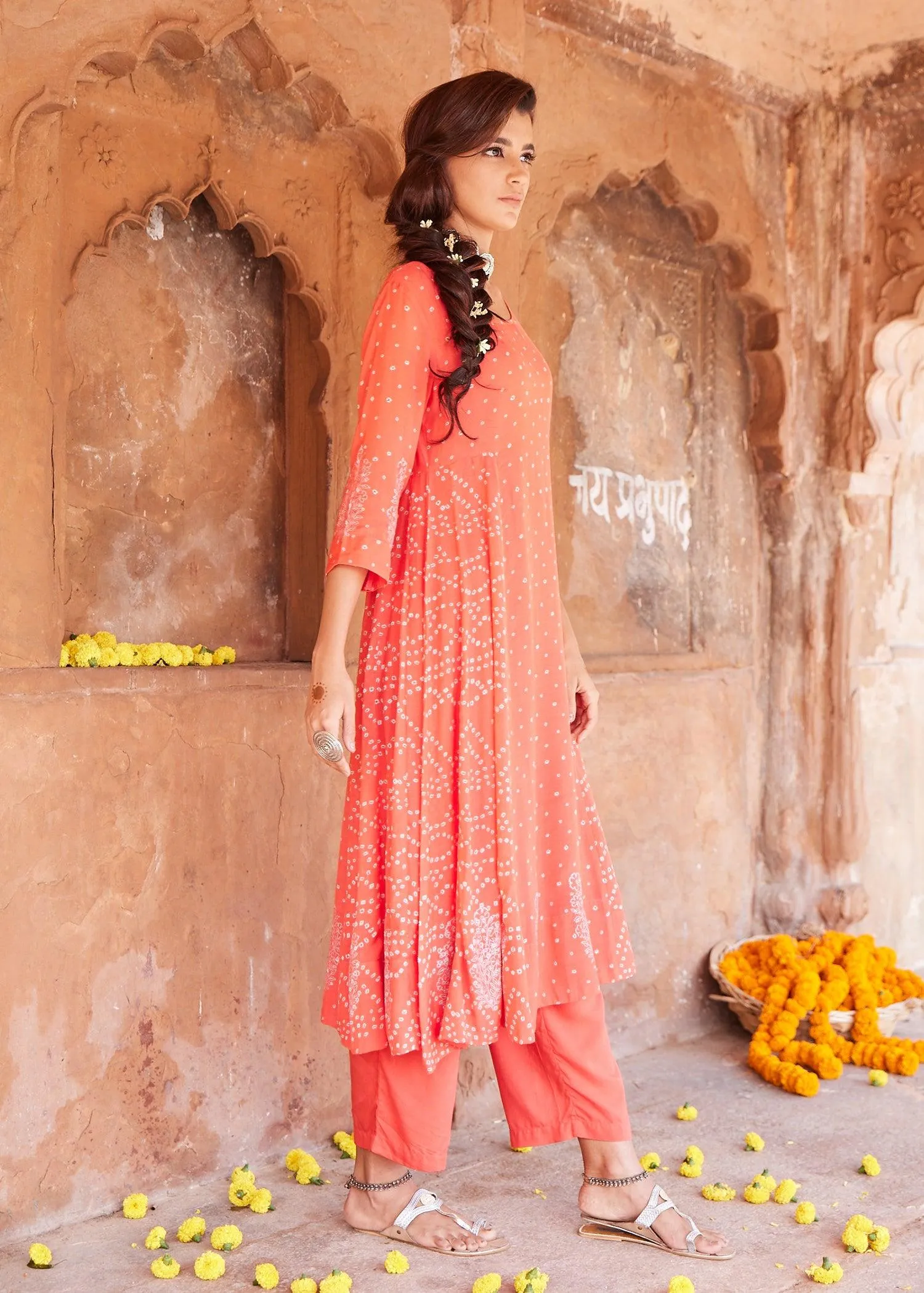 Vaayu Red Flared Kurta