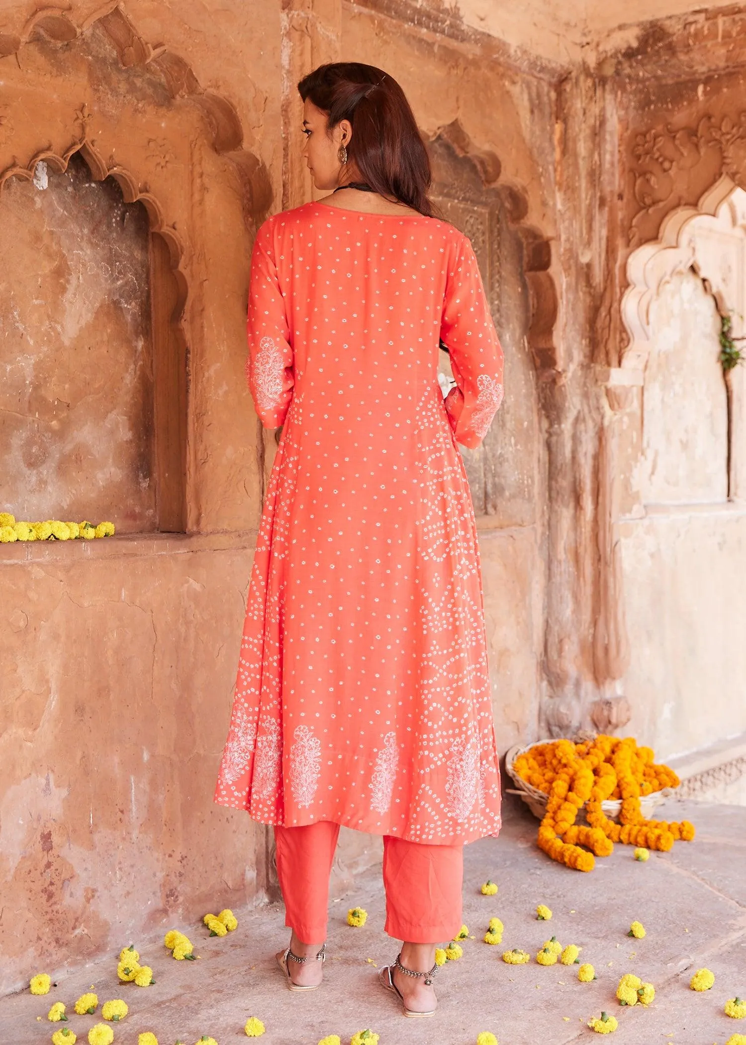 Vaayu Red Flared Kurta
