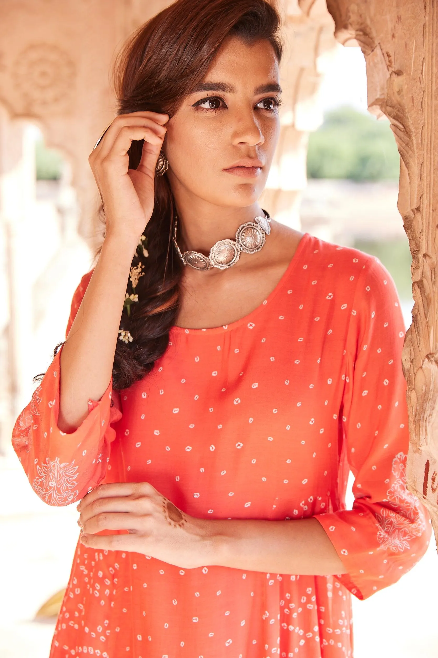 Vaayu Red Flared Kurta
