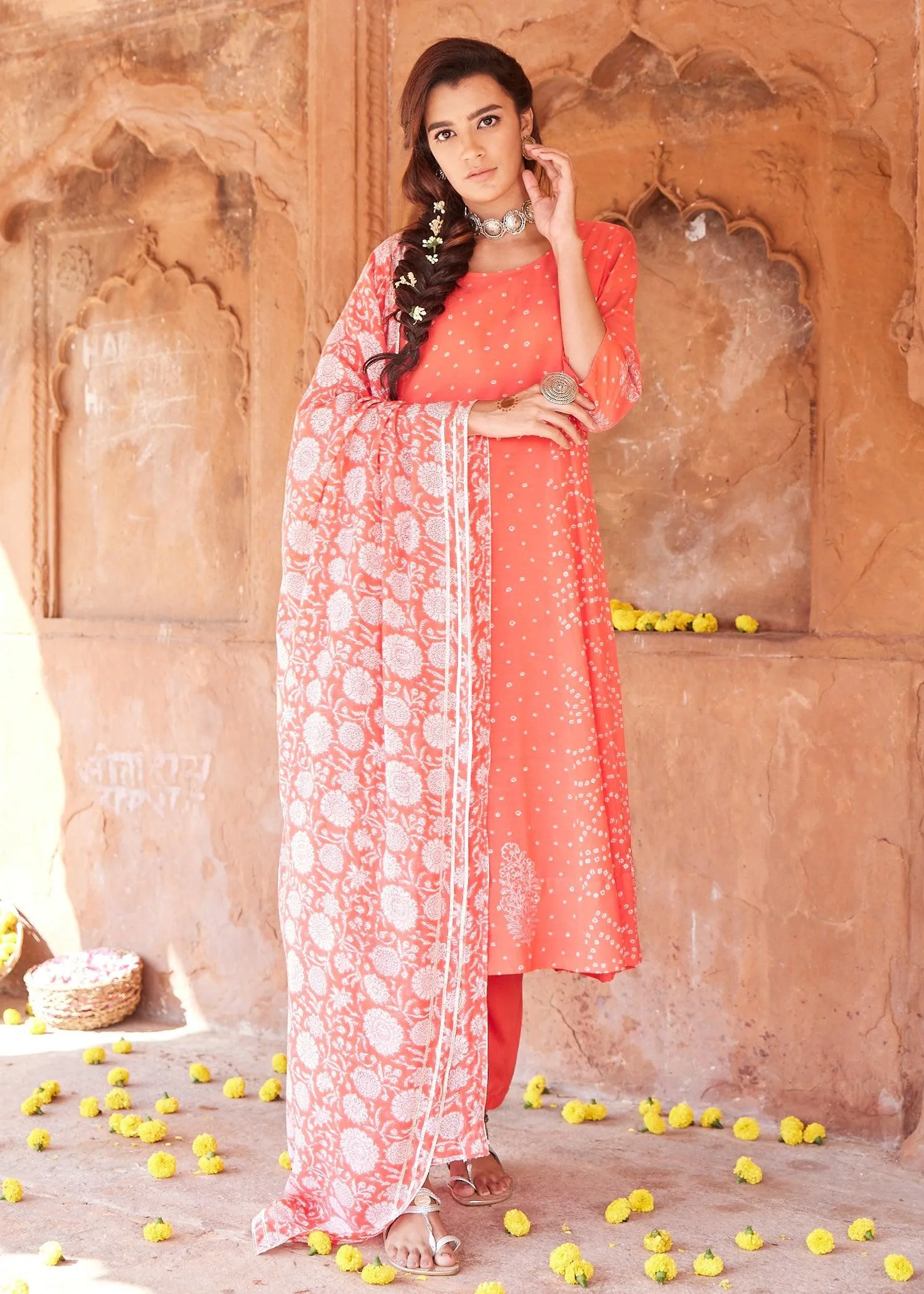 Vaayu Red Flared Kurta