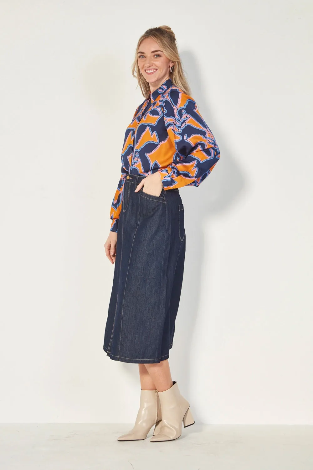 VERGE | STEVIE SKIRT - DARK DENIM