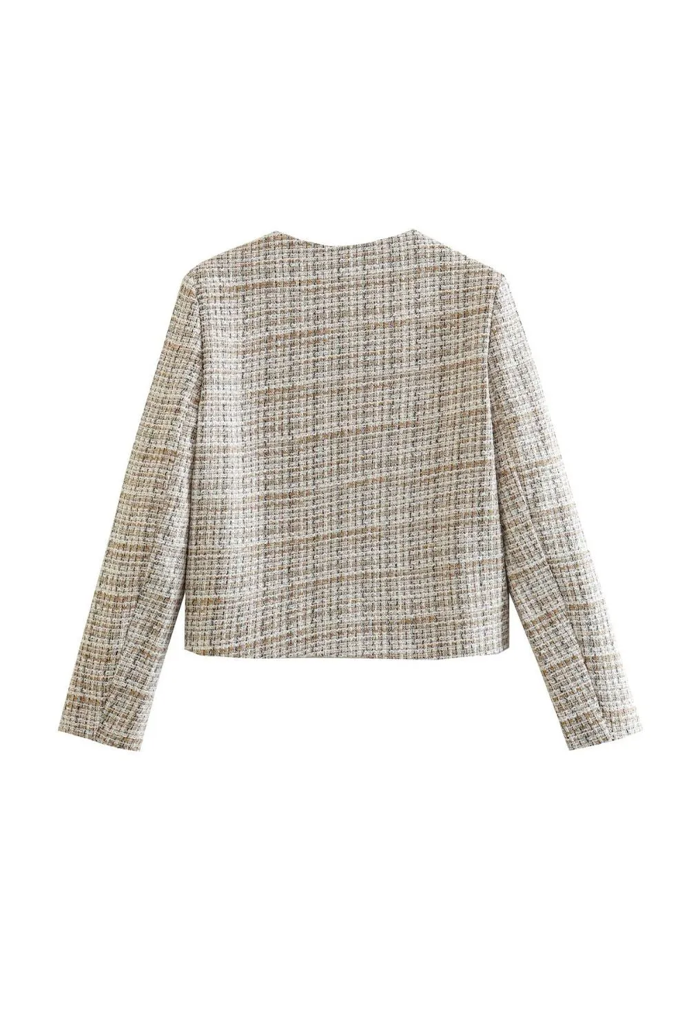 'Victoria' Round Neck Long Sleeve Textured Blazer