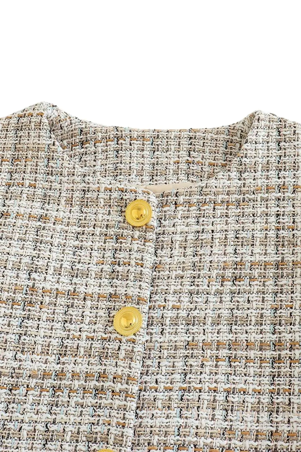 'Victoria' Round Neck Long Sleeve Textured Blazer