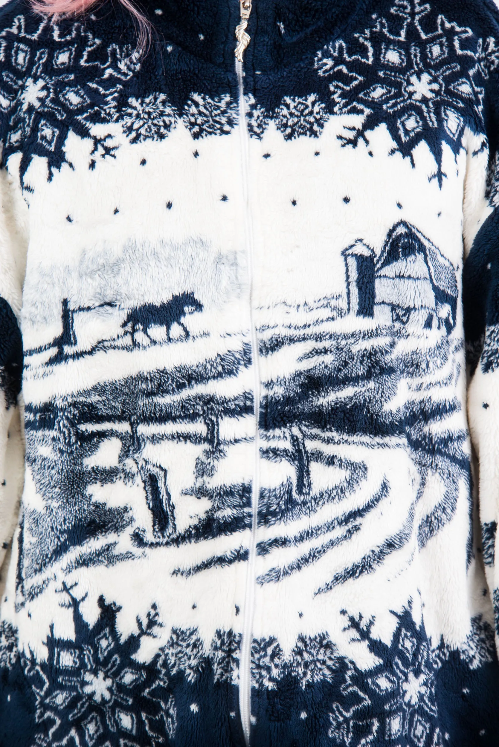 Vintage 90's Winter Scene Fleece Jacket