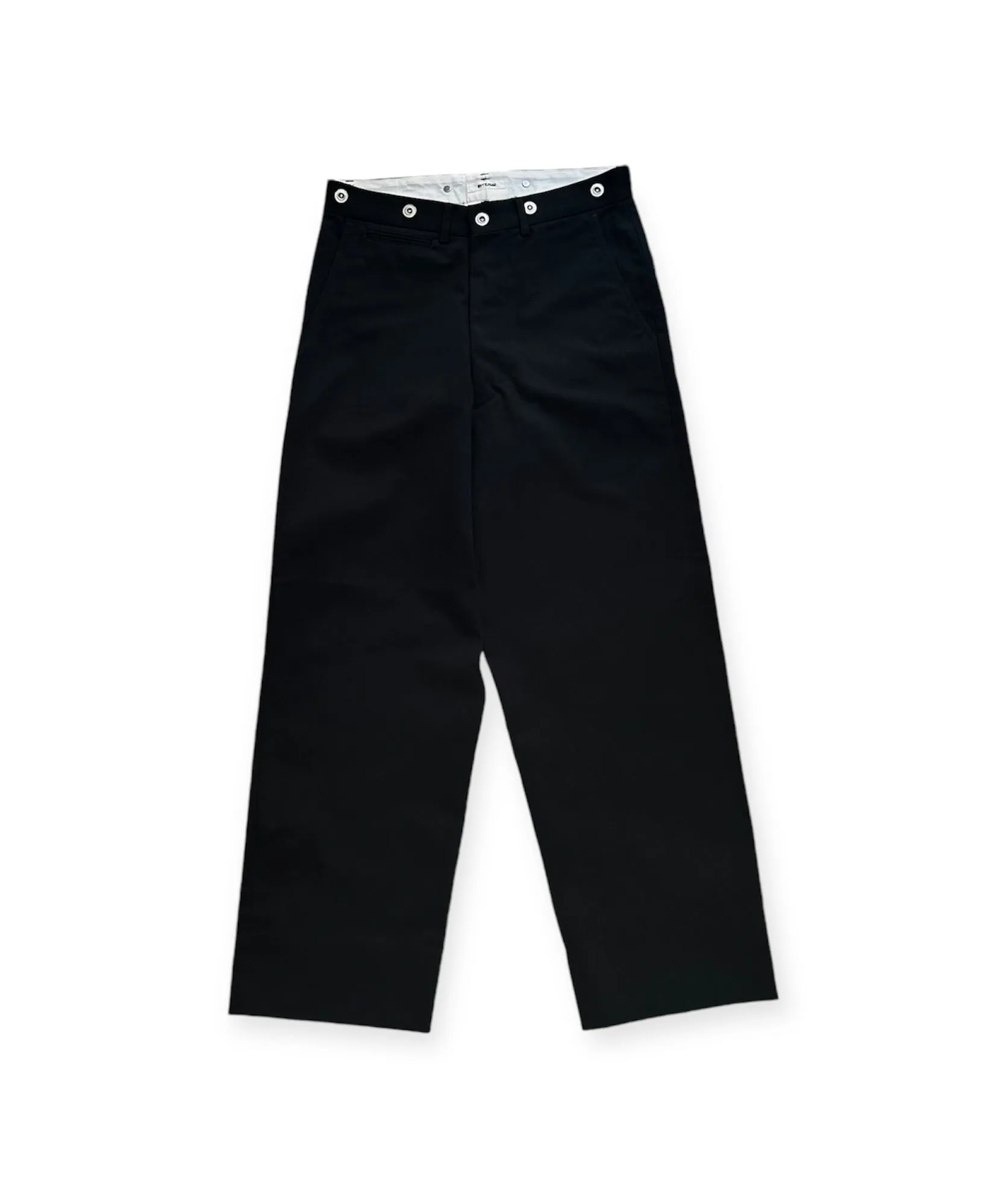 VINTAGE CHINO WASHER MIL BAGGY TROUSER "BLACK"