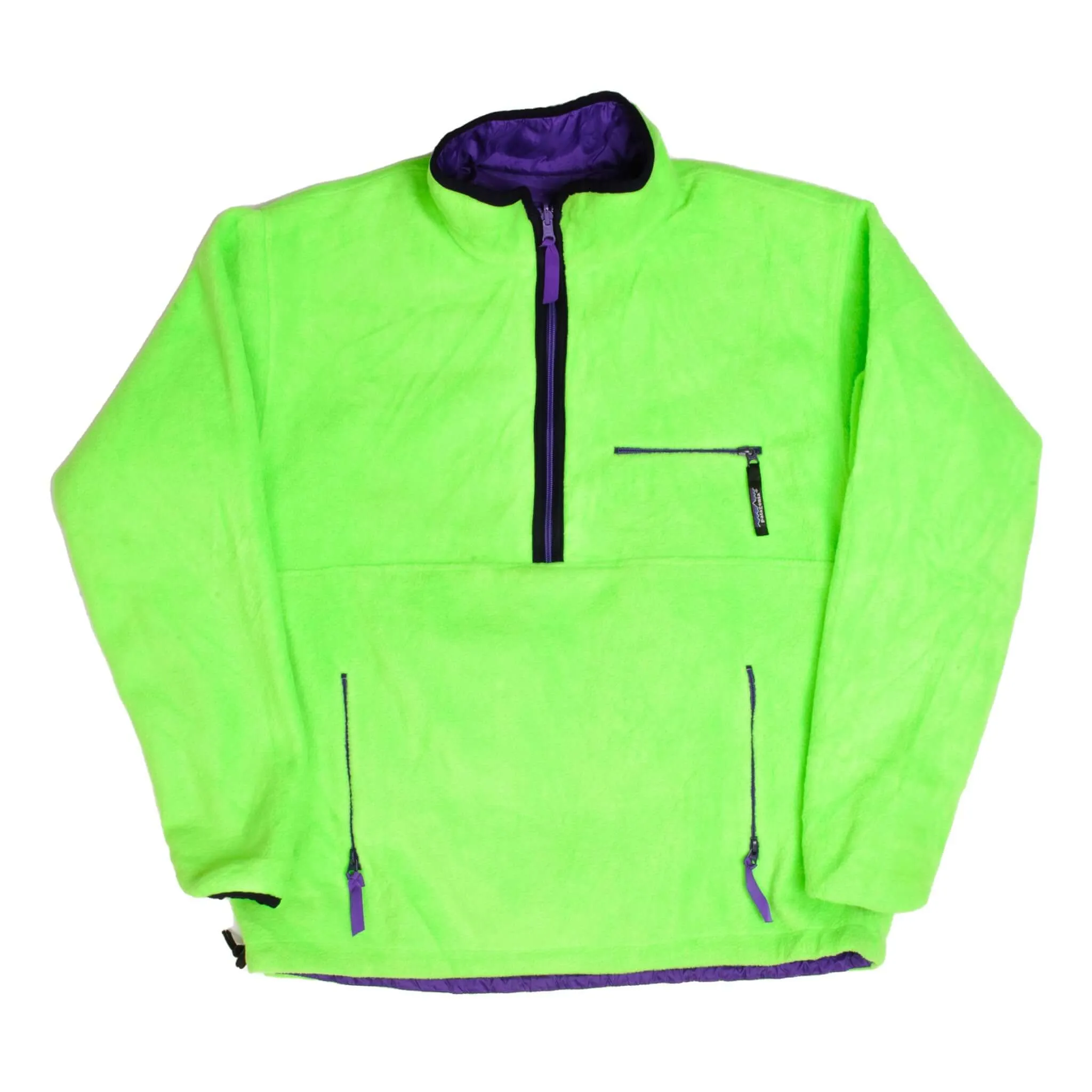 VINTAGE PATAGONIA SNAP T REVERSIBLE NEON FLEECE PULLOVER 1990S LARGE MADE USA