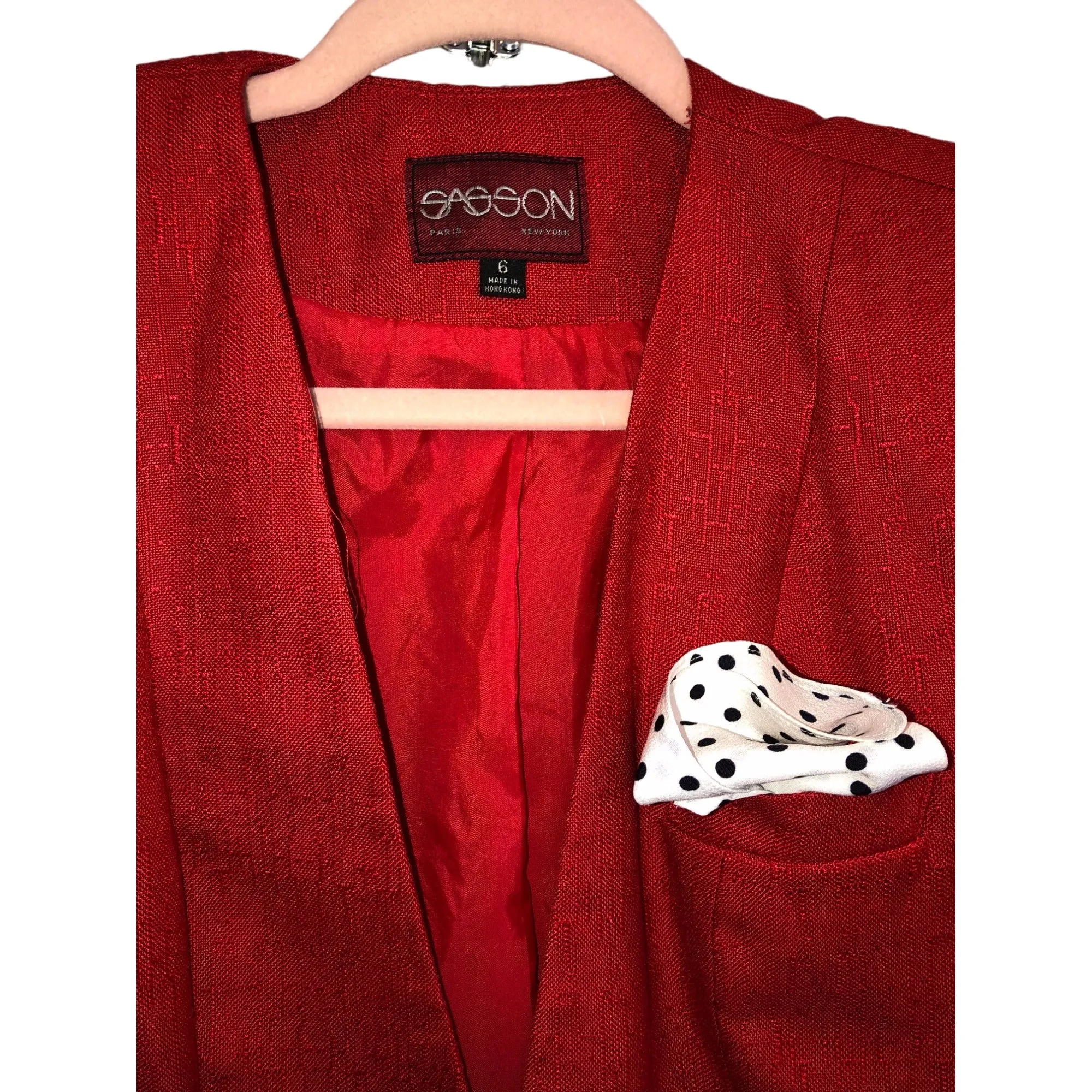 Vintage Sasson Women's Red Blazer Jacket  Pre-Owned Size 6