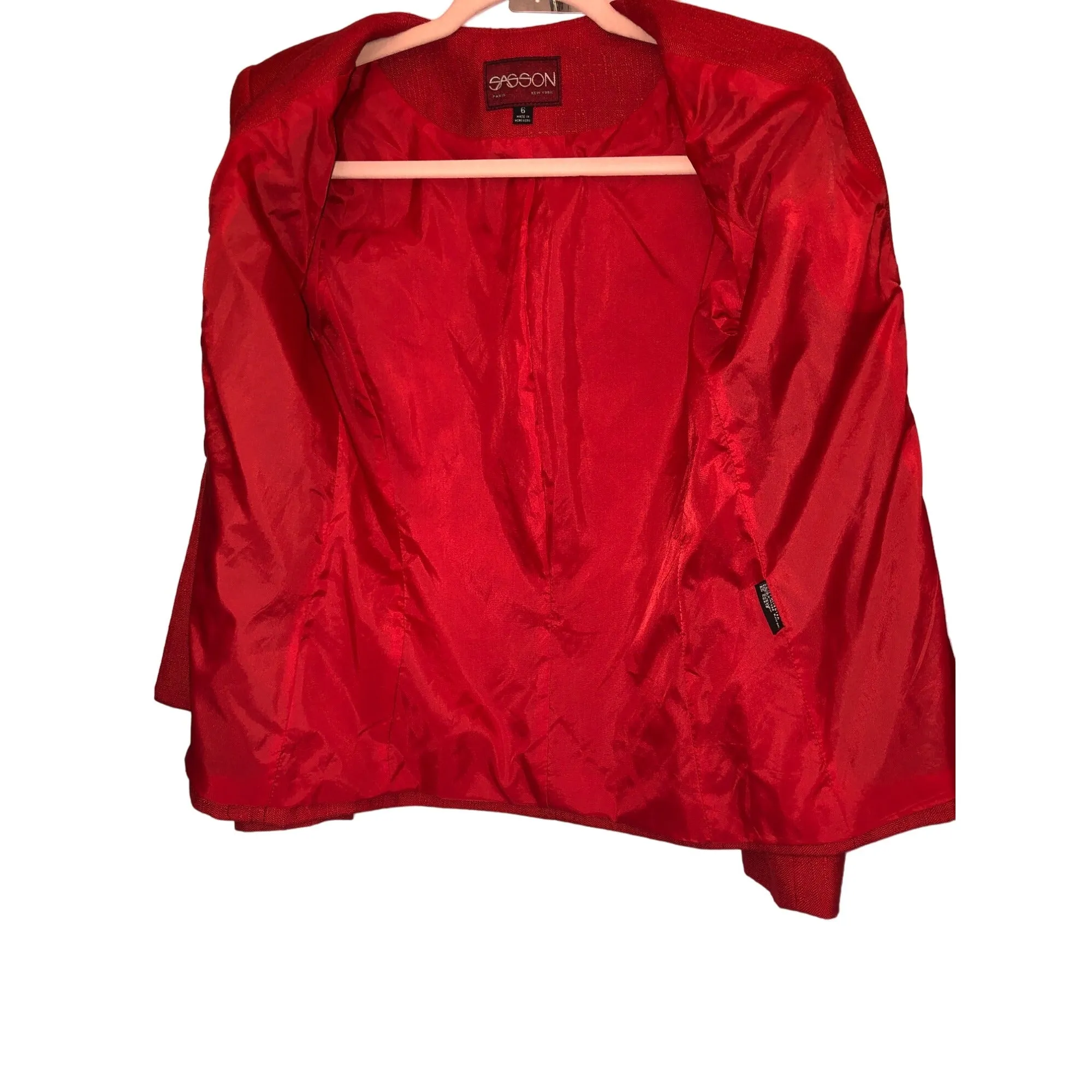 Vintage Sasson Women's Red Blazer Jacket  Pre-Owned Size 6
