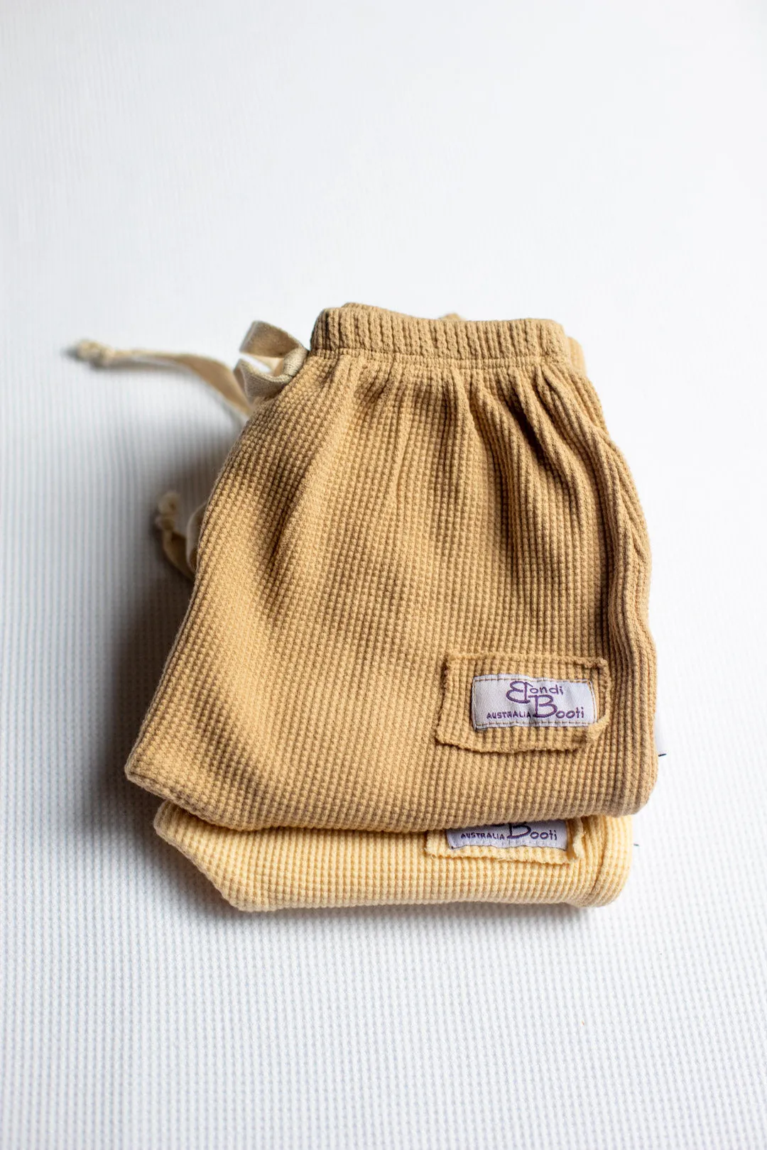 Waffle Cotton Track Pants - Almond