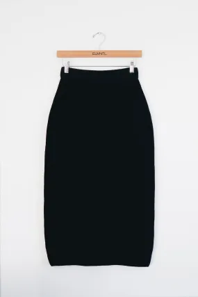 Waffle Midi Skirt - Black