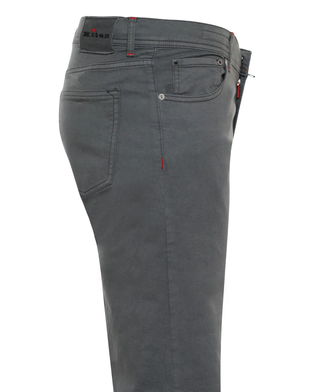 Washed Grey Cotton Blend Slim Fit Chino Pant
