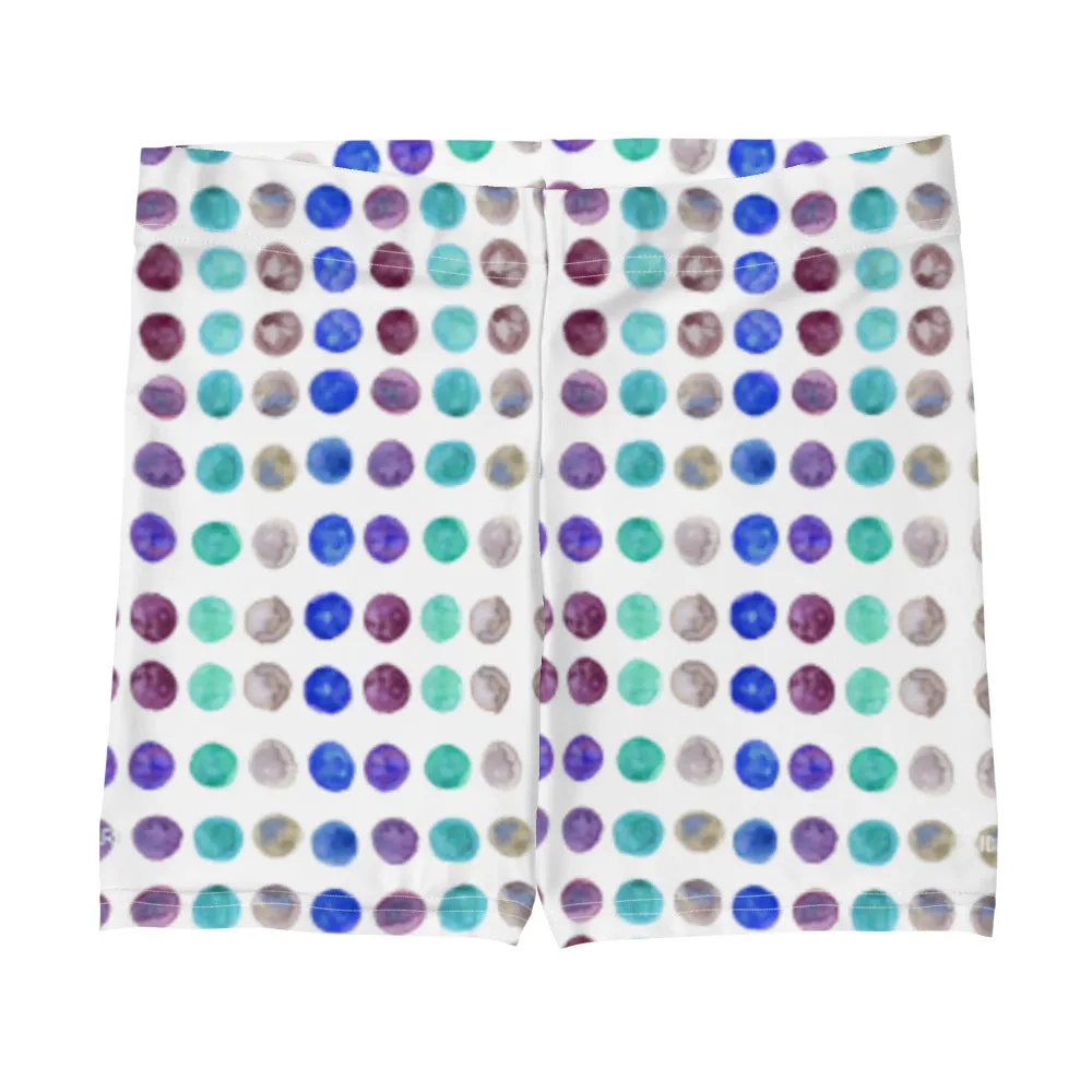 Watercolor Polka Dots Women's Shorts, Designer Dotted Short Gym Tights-Made in USA/EU
